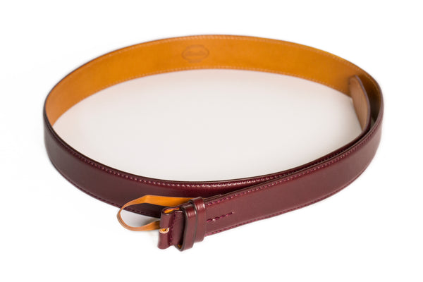 Smooth calf leather belt - Bordeaux